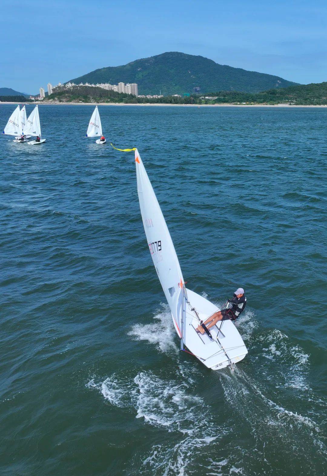 帆船比赛选手迎风而行，速度惊人